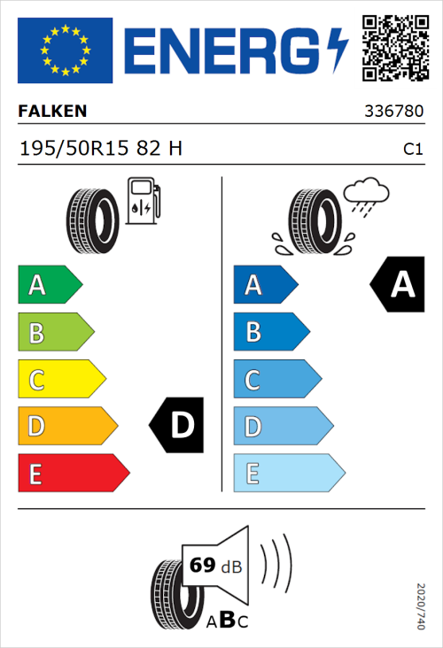 Tyre Label for Falken Sincera-SN110 195/50R15 82H